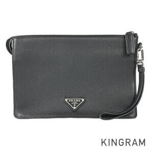 Prada Vitello City leather wristlet pouch black